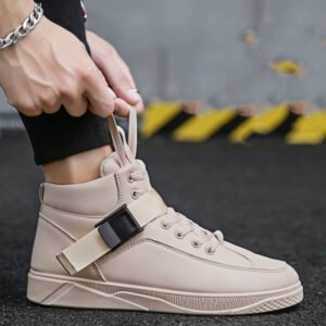 beige Mens Casual High Top Sneakers