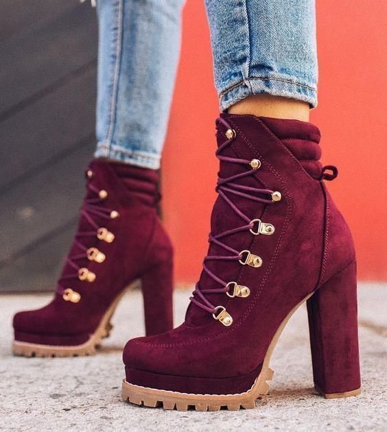 Suede high heel ankle boots