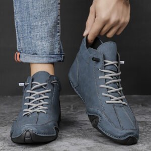 blue Casual Ankle Boots for Men